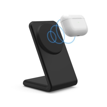 Безжично зарядно устройство 15W с MagSafe и стойка от Tech Protect QI-A38 - Черно