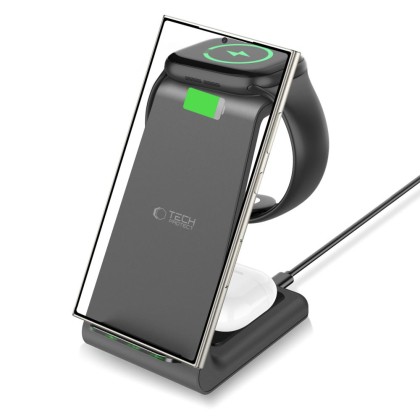 Безжична станция за зареждане 3 в 1 за Android устройства от Tech-Protect QI15W-A36 - Черен