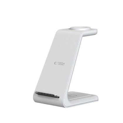 Безжична станция за зареждане 3 в 1 за iPhone, AirPods и Apple Watch от Tech-Protect QI15W-A36 - Бял