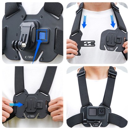 Гръдна стойка за GoPro / DJI от Tech Protect GA100 - Черна