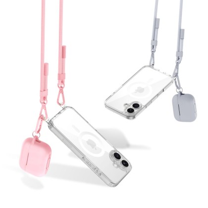 Кейс с ремък и MagSafe за iPhone 16 от Tech-Protect FlexAir Chain - Прозрачен