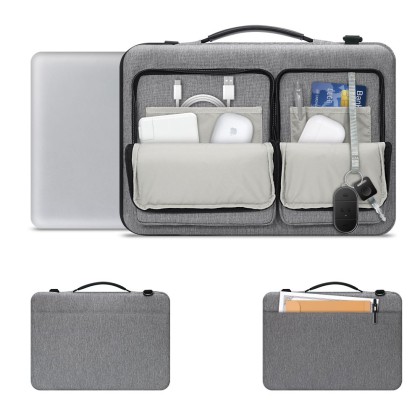 Удароустойчива чанта за лаптоп 15-16 инча с 4 джоба отTech-Protect Defender Bag - Crayon Grey