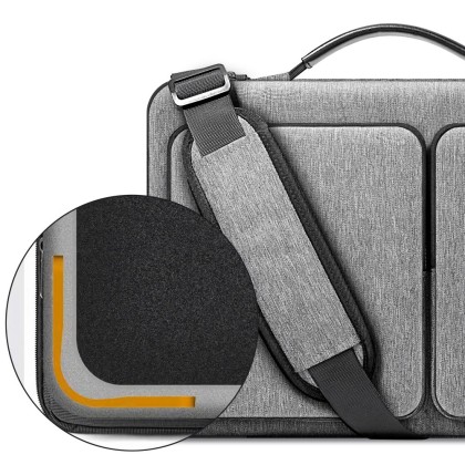 Удароустойчива чанта за лаптоп 13-14 инча с 4 джоба отTech-Protect Defender Bag - Crayon Grey