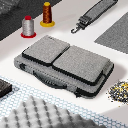 Удароустойчива чанта за лаптоп 13-14 инча с 4 джоба отTech-Protect Defender Bag - Crayon Grey