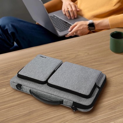 Удароустойчива чанта за лаптоп 13-14 инча с 4 джоба отTech-Protect Defender Bag - Crayon Grey