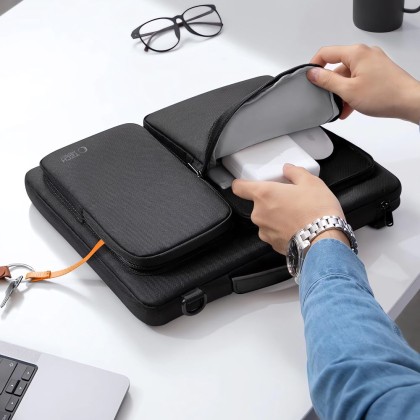 Удароустойчива чанта за лаптоп 15-16 инча с 4 джоба отTech-Protect Defender Bag - Черен