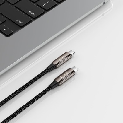 Кабел за зареждане USB-C / USB-C 240W QC 4.0 200см. от Tech Protect UB10T - Черен