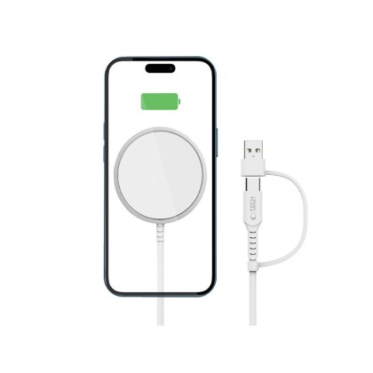 Безжично зарядно 15W с MagSafe и Qi отTech-Protect QI15W-A44 - Бяло