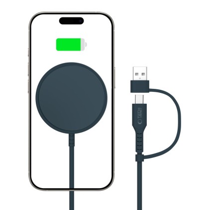 Безжично зарядно 15W с MagSafe и Qi отTech-Protect QI15W-A44 - Navy Blue