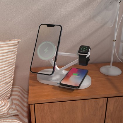 TECH-PROTECT QI15W-A41 3IN1 MAGNETIC MAGSAFE WIRELESS CHARGER WHITE