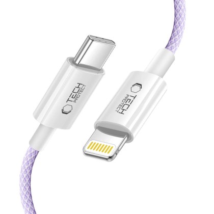 Кабел за зареждане 200см с USB-C / LIghtning и PD 27W / 3A от Tech-Protect Ultraboost Lite - Mauve