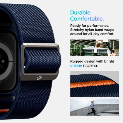 Текстилна каишка и кейс за Apple Watch 10 (46mm) от Spigen Lite Fit Pro - Navy Blue