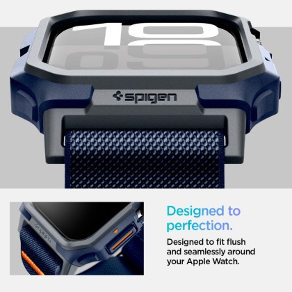 Текстилна каишка и кейс за Apple Watch 10 (46mm) от Spigen Lite Fit Pro - Navy Blue