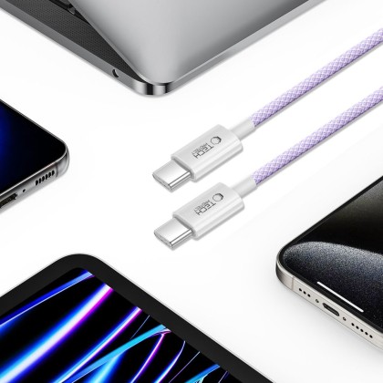 Кабел за зареждане 200см с USB-C и PD 60W / 3A от Tech-Protect Ultraboost Lite - Mauve