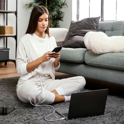Кабел за зареждане 200см с USB-C и PD 60W / 3A от Tech-Protect Ultraboost Lite - Mauve