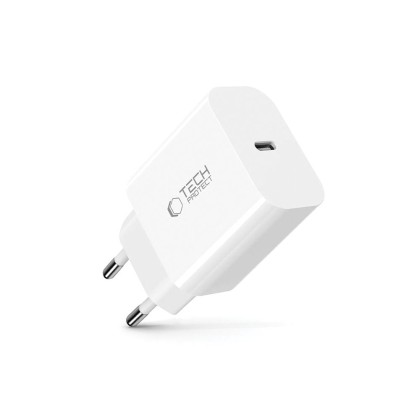 Универсално зарядно с USB-C и PD20W за IOS и Android от Tech-Protect NC20W - Бяло