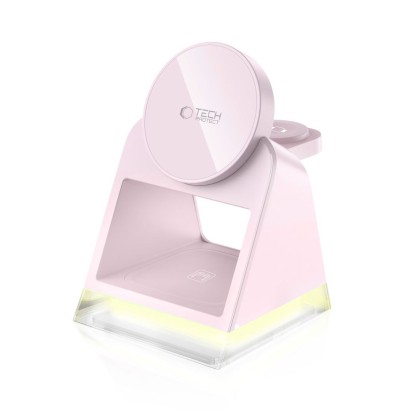 Магнитна безжична докинг станция 3 в 1 – Tech-Protect QI15W-A43 - Baby Pink