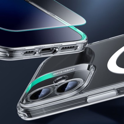 Удароустойчив кейс с MagSafe и протектор за iPhone 16  от ESR Classic Pro Set Halolock - Clear