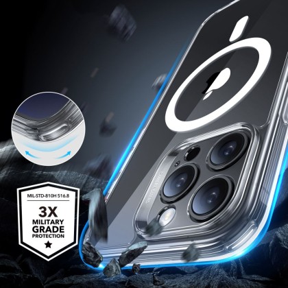 Удароустойчив кейс с MagSafe и протектор за iPhone 16 Pro Max от ESR Classic Pro Set Halolock - Clear
