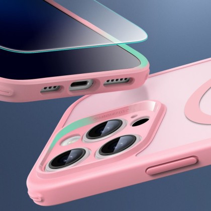 Удароустойчив кейс с MagSafe и протектор за iPhone 16 Pro Max  от ESR Classic Pro Set Halolock - Frost Pink