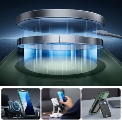 Удароустойчив кейс с MagSafe и протектор за iPhone 16  от ESR Classic Pro Set Halolock - Frosted Green
