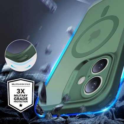 Удароустойчив кейс с MagSafe и протектор за iPhone 16  от ESR Classic Pro Set Halolock - Frosted Green