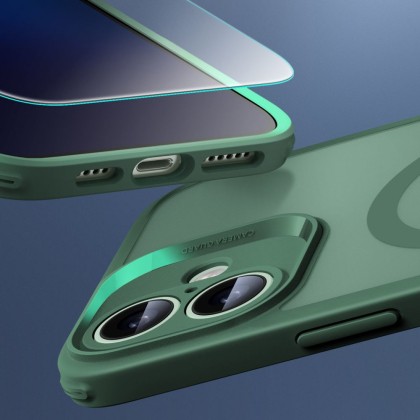 Удароустойчив кейс с MagSafe и протектор за iPhone 16  от ESR Classic Pro Set Halolock - Frosted Green