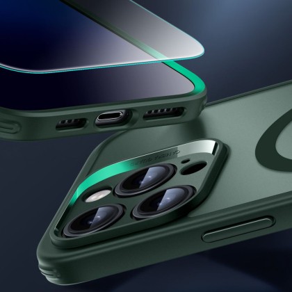 Удароустойчив кейс с MagSafe и протектор за iPhone 16 Pro  от ESR Classic Pro Set Halolock - Frost Green