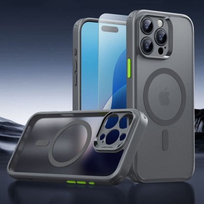 Удароустойчив кейс с MagSafe и протектор за iPhone 16 Pro Max  от ESR Classic Pro Set Halolock - Frosted Grey