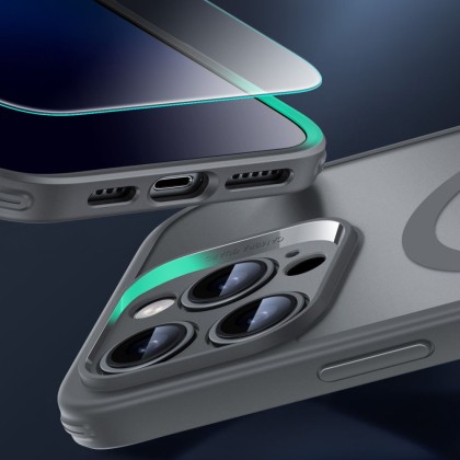 Удароустойчив кейс с MagSafe и протектор за iPhone 16 Pro Max  от ESR Classic Pro Set Halolock - Frosted Grey