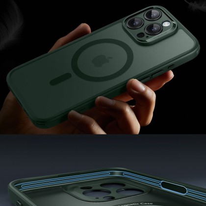 Удароустойчив кейс с MagSafe и протектор за iPhone 16 Pro Max  от ESR Classic Pro Set Halolock - Frosted Green