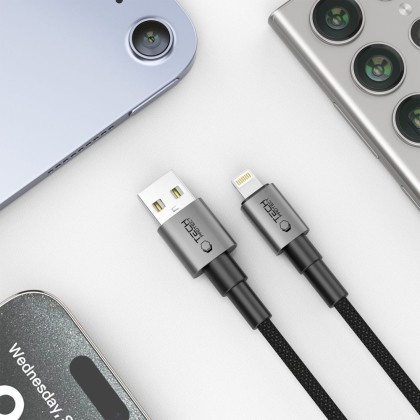 Кабел за зареждане USB-A/Lightning 15W /2.4A 100см от Tech- Protect  Ultraboost DNA- Iron Grey