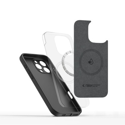Силиконов кейс с MagSafe за iPhone 16 Pro от Tech-Protect Liquid Silicone - Черен