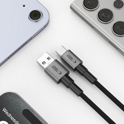 Кабел за зареждане USB-A/Type-C 15W / 3A - 300см от Tech- Protect  Ultraboost DNA- Iron Grey