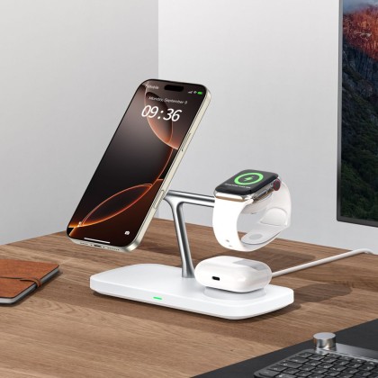 Зарядна станция 3в1 15W за iOS и Android устройства от Tech Protect A45 - Черна