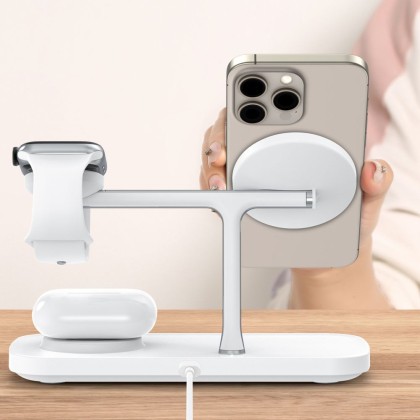 Зарядна станция 3в1 15W за iOS и Android устройства от Tech Protect A45 - Черна