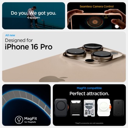 Удароустойчив, твърд кейс с MagSafe за iPhone 16 Pro от Spigen Ultra Hybrid T -  Frost Rose Titanium