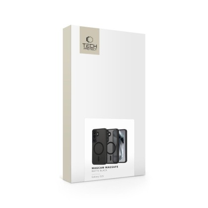 Кейс с MagSafe и защита на камерата за Samsung Galaxy S25 от Tech-Protect MagCam - Matte Black