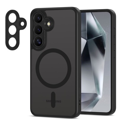Кейс с MagSafe и защита на камерата за Samsung Galaxy S25 от Tech-Protect MagCam - Matte Black