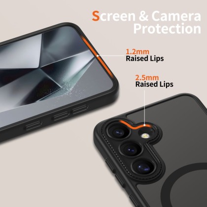 Кейс с MagSafe и защита на камерата за Samsung Galaxy S25 от Tech-Protect MagCam - Matte Black