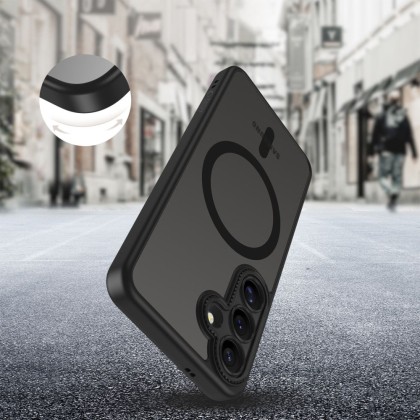 Кейс с MagSafe и защита на камерата за Samsung Galaxy S25 от Tech-Protect MagCam - Matte Black