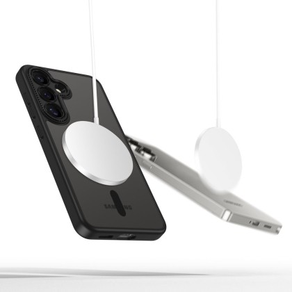 Кейс с MagSafe и защита на камерата за Samsung Galaxy S25 от Tech-Protect MagCam - Matte Black