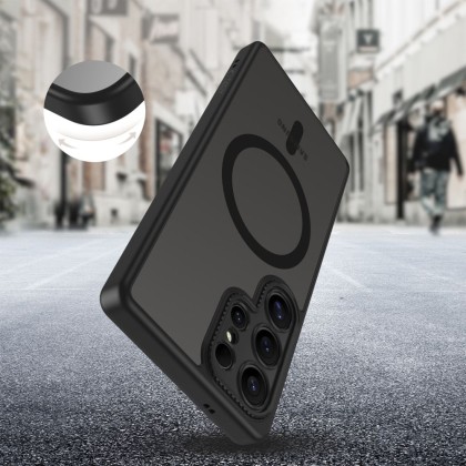 Кейс с MagSafe и защита на камерата за Samsung Galaxy S25 Ultra от Tech-Protect MagCam - Matte Black