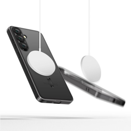 Твърд кейс с MagSafe и протектор за камерата на Samsung Galaxy S25 Plus от Tech-Protect MagFlex - Shiny Black
