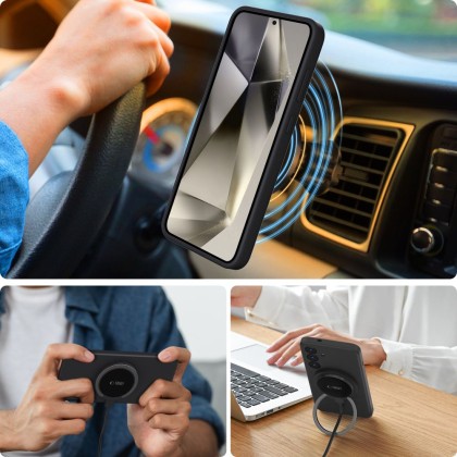 Силиконов кейс с MagSafe за Samsung Galaxy S25 Plus от Tech-Protect Liquid Silicone - Черен