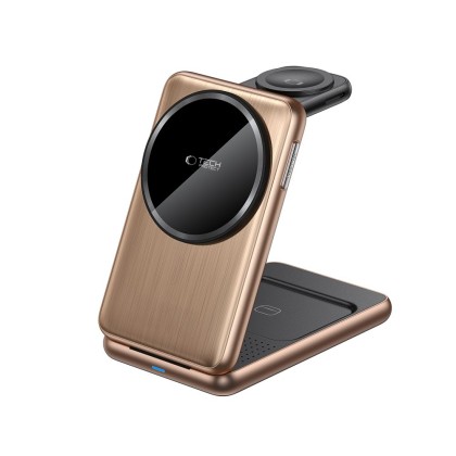 Зарядна станция 3 в 1 с MagSafe 15W за iPhone, AirPods и Apple Watch от Tech-Protect QI15W-A42 - Desert Gold