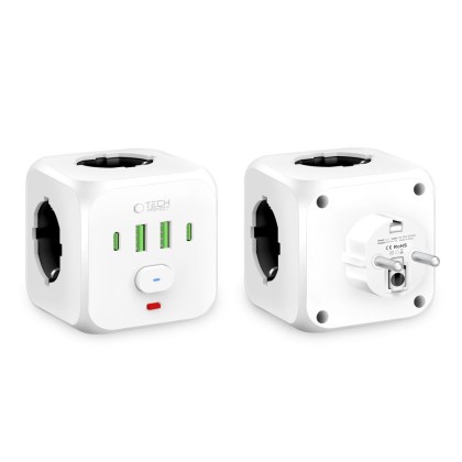Захранващ адаптер с 4 порта от Tech Protect PCL3X4 - Бял
