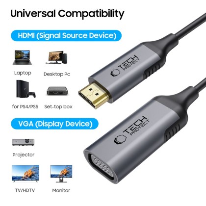 Адаптер HDMI към VGA Full HD 60HZ от Tech Protect Ultraboost - Черен