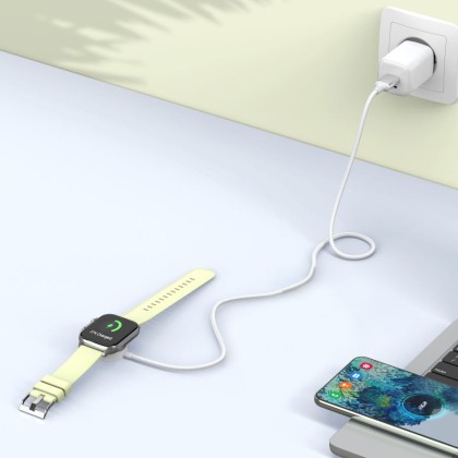 Безжично зарядно за Apple Watch с USB-C 100см. от Tech-Protect UltraBoost MC02 - Бяло