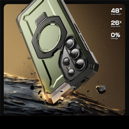 Удароустойчив кейс с MagSafe и стойка за Samsung Galaxy S25 Ultra от Supcase UB Grip Mag - Guldan